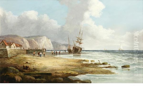 Off The Kent Coast (+ Another; Pair) Oil Painting by John James Wilson