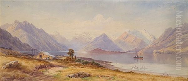 Lake Wakatipu From The Von River Oil Painting by Lawrence William Wilson