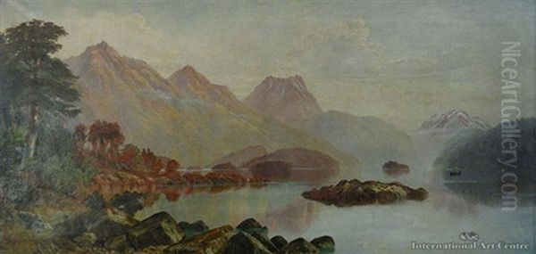 Hunter Mountains, Lake Manapouri Oil Painting by Lawrence William Wilson