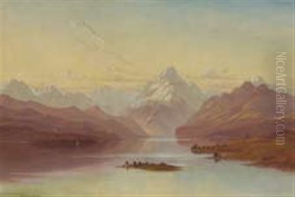 Lake Pukahi And Mount Cook, Mackenzie Country Oil Painting by Lawrence William Wilson