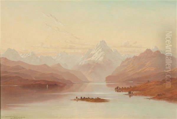 Lake Pukahi And Mount Cook, Mackenzie Country Oil Painting by Lawrence William Wilson