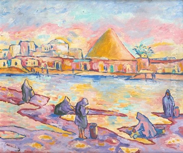 Lavandieres En Orient (recto-verso) Oil Painting by Patten Wilson