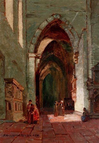 Church Interior Oil Painting by Peter MacGregor Wilson