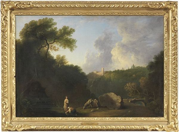 Veduta Di Tivoli Con Figure E Rovine Oil Painting by Richard Wilson