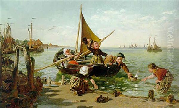 Mischief Afloat Oil Painting by Thomas Walter Wilson