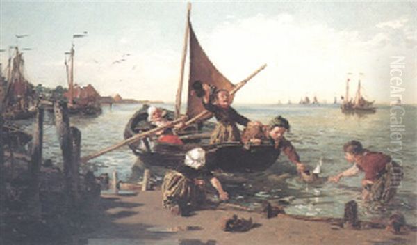 Mischief Afloat Oil Painting by Thomas Walter Wilson