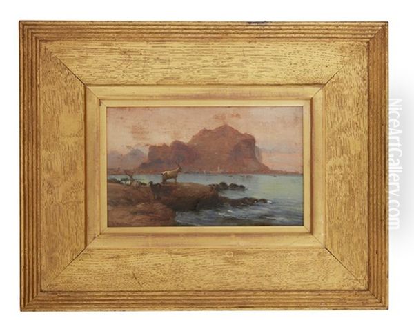 Goats On A Headland, Palermo Oil Painting by William Heath Wilson