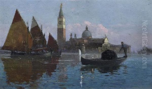 Venice At Dusk Oil Painting by William Heath Wilson