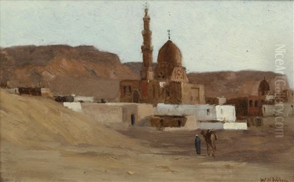 Tomb At The Mosque At Kait Bey, Cairo Oil Painting by William Heath Wilson