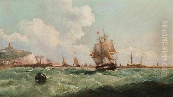 Ships Off Dover Oil Painting by John Wilson