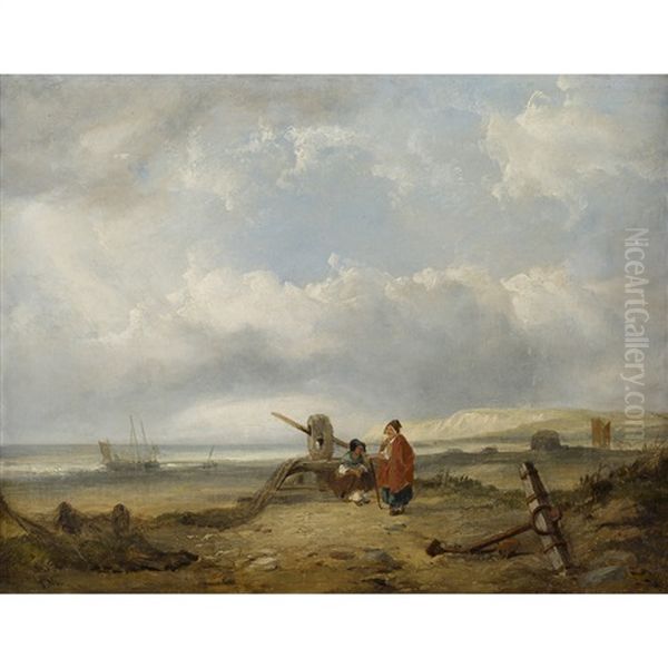 On The Shore, Low Tide Oil Painting by John Wilson