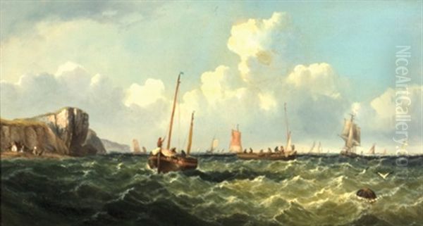 The English Channel Off The Cliffs Of Dover Oil Painting by John Wilson