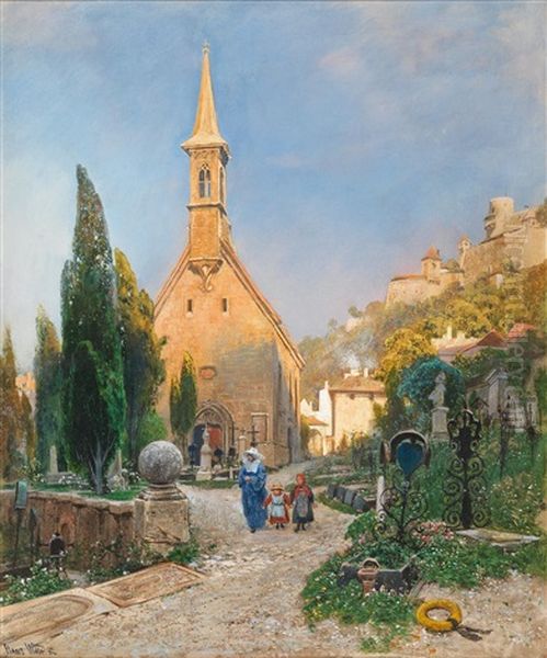 Die Margarethenkapelle Auf Dem Salzburger Petersfriedhof Oil Painting by Hans Wilt