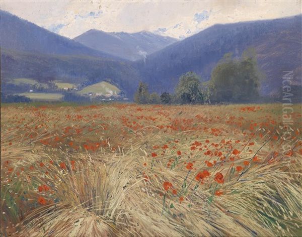 Kornfeld Mit Mohnblumen Oil Painting by Hans Wilt