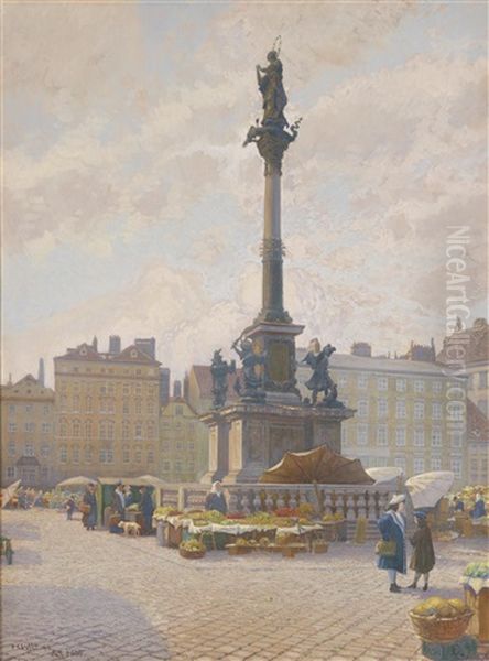 Blumenmarkt Am Hof Oil Painting by Hans Wilt