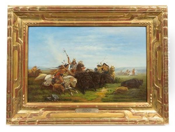 Buffalo Hunt Oil Painting by Charles Wimar