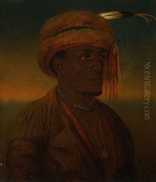 Portrait Of A Native American (portrait Of A Half Breed) Oil Painting by Charles Wimar