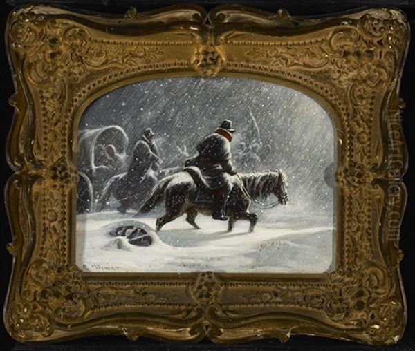 Snowy Ride Oil Painting by Charles Wimar