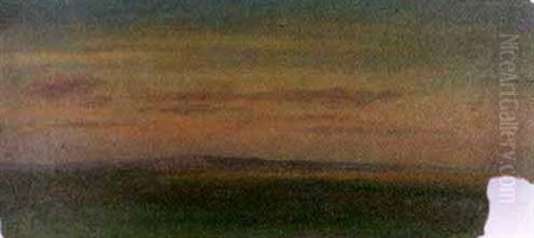 Green Field With Distant Mountain Range Oil Painting by Charles Wimar