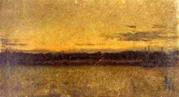 Field At Sunset Oil Painting by Charles Wimar