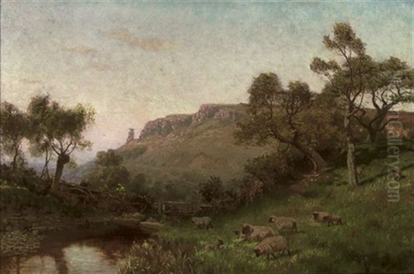 Sheep Beside A River Oil Painting by Henry B. Wimbush