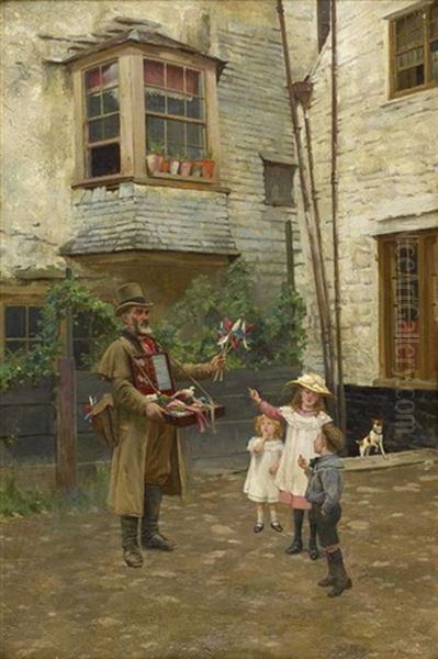 The Toy Seller (+ The Vegetable Seller; 2 Works) Oil Painting by John L. Wimbush