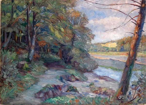 Isar Bei Grunwald Oil Painting by Adalbert Wimmenauer