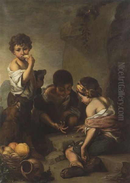 Die Wurfelspieler Oil Painting by Adalbert Wimmenauer