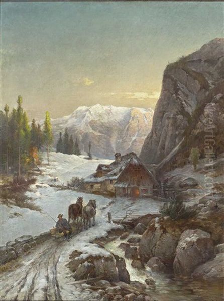 Winterliche Hochgebirgslandschaft Oil Painting by Konrad Wimmer