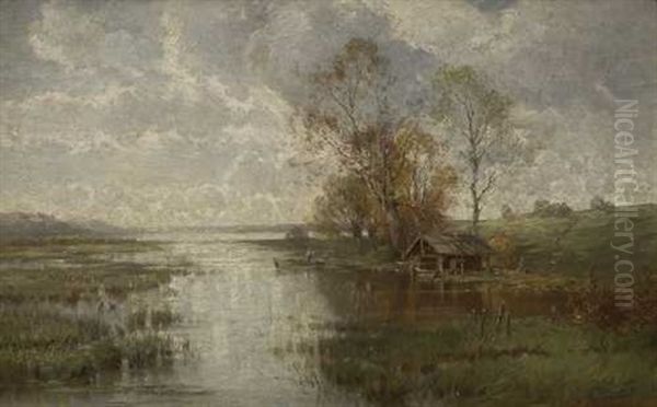 Uferlandschaft Oil Painting by Konrad Wimmer