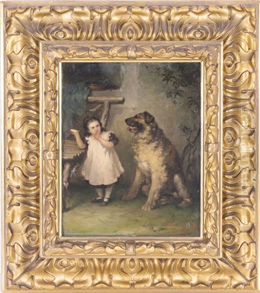 Madchen Und Hund Oil Painting by Rudolf Wimmer