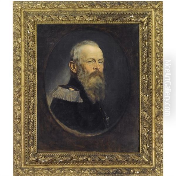 A Portrait Of The Prince Regent Luitpold Of Bavaria, In The Robes Of The Bavarian House Order Of St. Hubert Oil Painting by Rudolf Wimmer