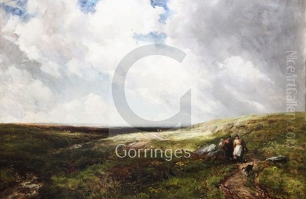 Whortleberry Gatherers...dartmoor Oil Painting by Edmund Morison Wimperis