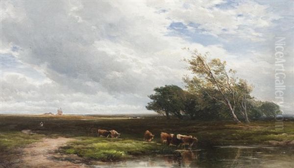 Extensive Landscape With Cattle Oil Painting by Edmund Morison Wimperis