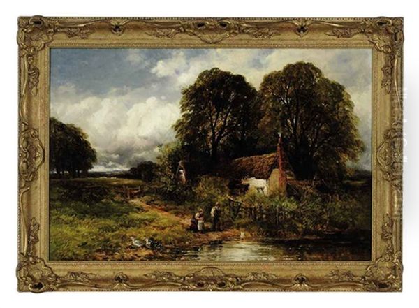 Playing By The Pond Oil Painting by Edmund Morison Wimperis