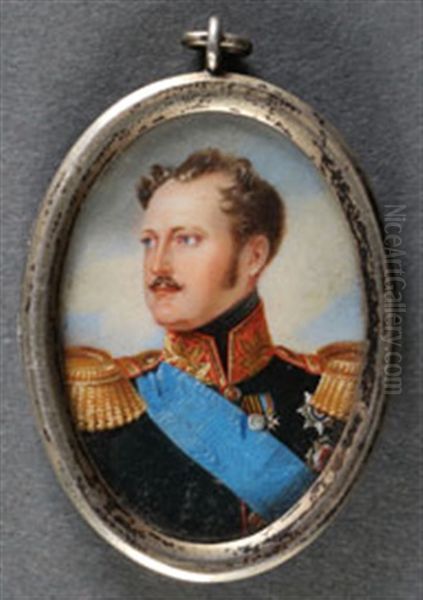 Portrait Of Tsar Nicholas I Oil Painting by Iwan Winberg