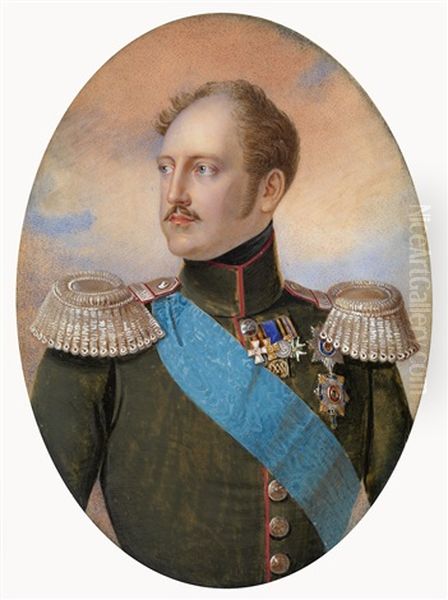 Portrait Of Tsar Nicholas I Of Russia Oil Painting by Iwan Winberg