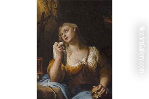 Busende Maria Magdalena Oil Painting by Christian (Johann C. Thomas) Winck