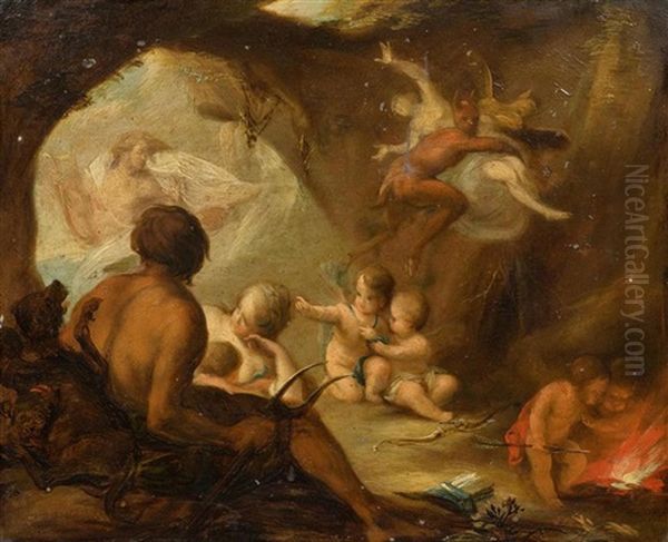 Orpheus Und Eurydike (+ Neptun Und Amphitrite, Pair) Oil Painting by Christian (Johann C. Thomas) Winck