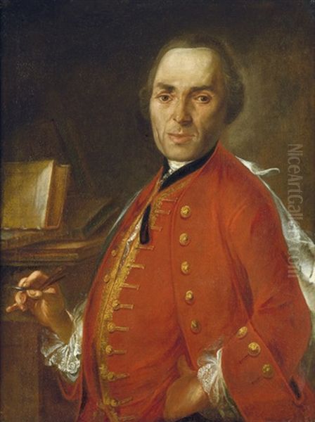 Bildnis Des Chirurgen Anton B. Bachmayer Mit Spitzen Trokar In Der Rechten Hand Oil Painting by Christian (Johann C. Thomas) Winck