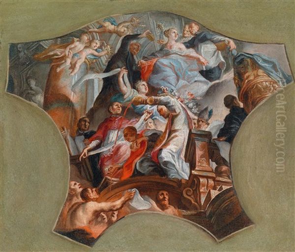 Allegorie Des Glaubens (die Reinigung Der Armen Seelen Im Fegefeuer) Oil Painting by Christian (Johann C. Thomas) Winck