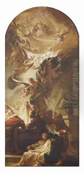 The Assumption Of The Virgin - A Bozzetto Oil Painting by Christian (Johann C. Thomas) Winck