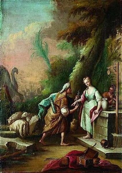 Rebecca Am Brunnen Mit Elizier Oil Painting by Chrysostomus Winck