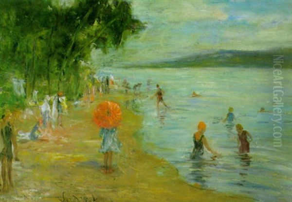 Badevergnugen Am Wannsee Oil Painting by Willibald Winck