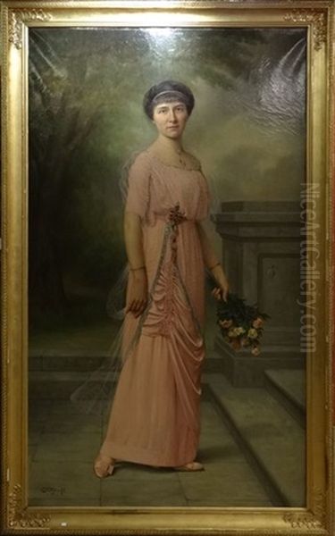 Portrait De Jeune Femme Oil Painting by E. van der Winckel