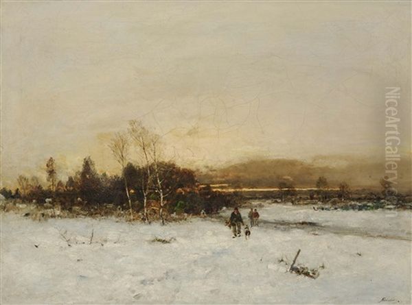 Winter Landscape At Dusk Oil Painting by Anton Windmaier the Elder