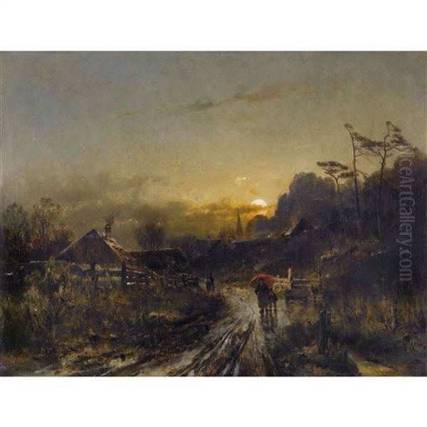 Mondlandschaft Mit Dorf Oil Painting by Anton Windmaier the Elder