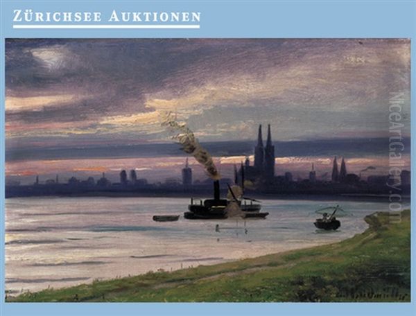 View Of Cologne On The Rhine Oil Painting by Eugen Windmueller