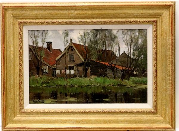 Boerenhoeve Aan Het Water Oil Painting by Chris Van Der Windt