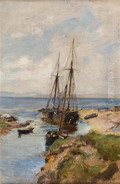 Boats By The Sea Oil Painting by Sir James Lawton Wingate